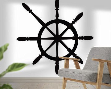Poster stuurwiel - schip - minimalistisch van Studio Tosca