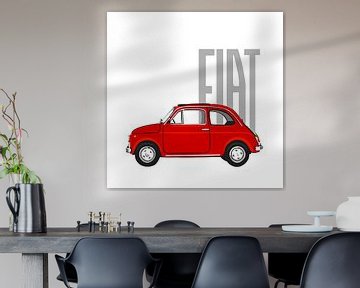 Red Fiat 500 on white by Jole Art (Annejole Jacobs - de Jongh)