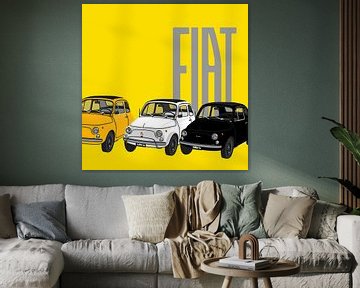 Fiats 500 op geel van Jole Art (Annejole Jacobs - de Jongh)
