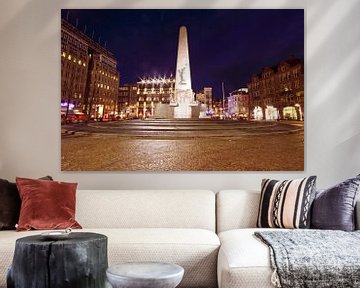 Denkmal auf dem Dam-Platz in Amsterdam bei Nacht von Eye on You