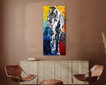 Donker zilveren paard van Kathleen Artist Fine Art