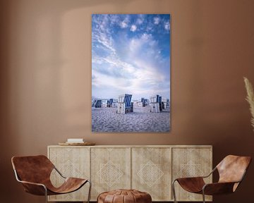 All blue and white: beach chairs and sky by Christian Müringer