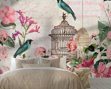 Nostalgic birds and flowers