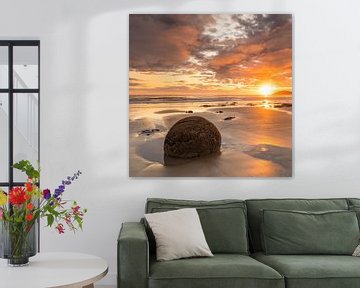 Moeraki Boulders bij zonsopgang, Nieuw-Zeeland van Markus Lange