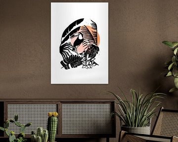 Linoprint Toucan in the Jungle