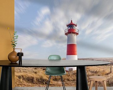 Snel bewegende wolken bij de vuurtoren List-Ost op Sylt