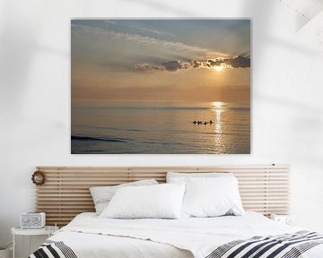 Surfers in the sea near Scheveningen, The Hague by Sjoerd van der Hucht