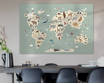 Weltkarte mit Tieren von AMB-IANCE .com