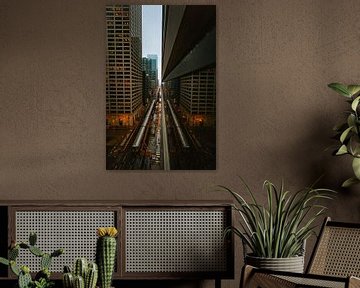 Spiegelung der U-Bahn von Chicago. von Maikel Claassen Fotografie