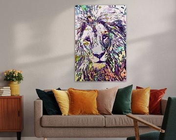 Leeuw in pastelkleuren van The Art Kroep