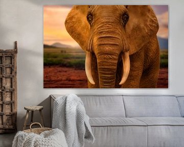 Porträt Elefant von Arjen Roos