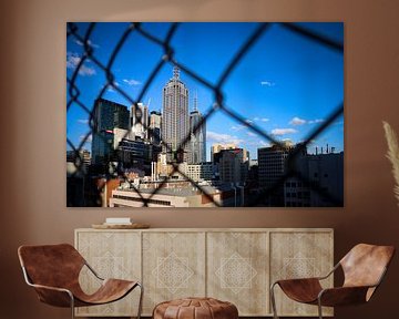 View of the Skyline of Melbourne, Australia from a rooftop bar by Ginkgo Fotografie