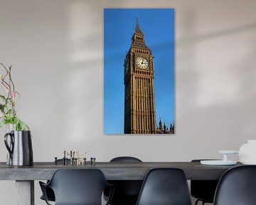 Big Ben met een strak blauwe lucht, Londen, Engeland van Monrey