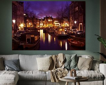 Paysage urbain d'Amsterdam la nuit sur Eye on You