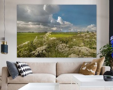 Polderlandschap met Prins Willem-Alexanderbrug van Moetwil en van Dijk - Fotografie