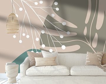 Stilistische Blätter, Formen und Linien: Sand, Braun und Petrol von Color Square