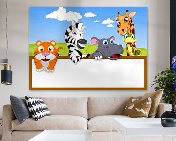 Wild animals behind a white frame by Henny Hagenaars