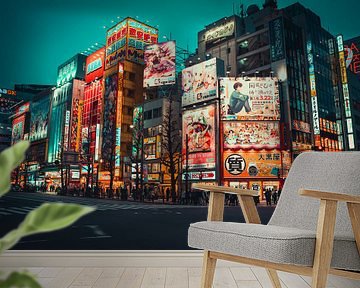 Kleurrijke reclameborden in Akihabara van Mickéle Godderis