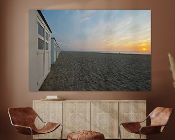 Strandhäuser bei Sonnenuntergang von Wim van der Geest