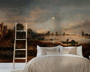 Riviergezicht bij maanlicht, Aert van der Neer