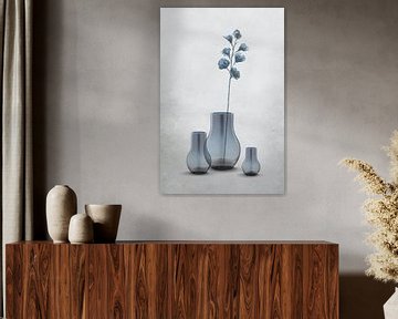 Glass vases in transparent shades of grey-blue by Color Square