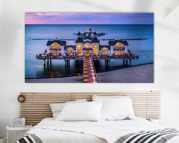 Panorama-Sonnenuntergang Sellin Pier, Rügen, Deutschland von Henk Meijer Photography