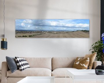 Panoramic view of the Crete Senesi in Tuscany in autumn by Annavee