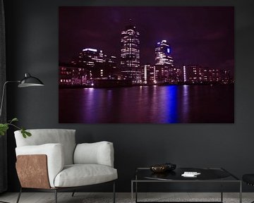Skyline of Amsterdam on the Amstel at night by Eye on You