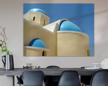 Typisch kerkje op het Griekse eiland Santorini van Annavee