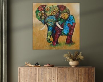 Gelukkige Bloemenolifant van vibrantsparkle