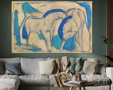 Zwei Pferde, blaugrün, Franz Marc, 1911