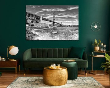 GOLDEN GATE BRIDGE Coastline Impression | Monochrome by Melanie Viola