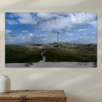 Leuchtturm in den dänischen Dünen