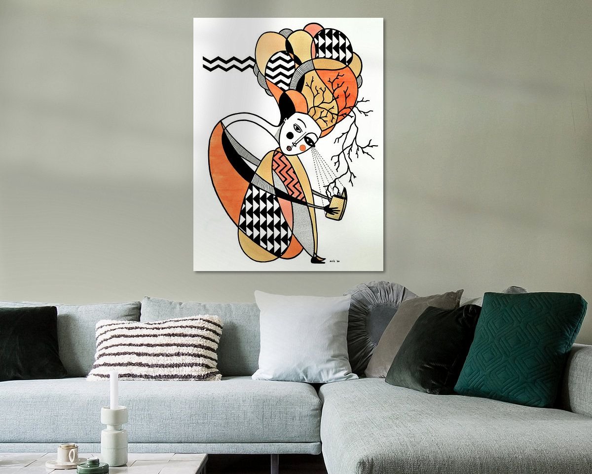 Voorbeeld van het werk in een kamer