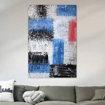 Squares V in black, white, red and blue