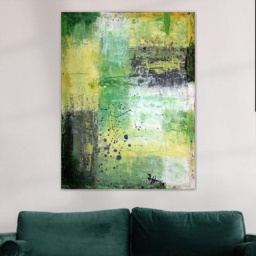 Squares VI in green, yellow, black and white