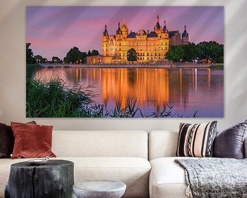 Sunset at the castle of Schwerin, Germany