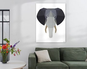 Abstract hoofd van een olifant van Arie de Korte