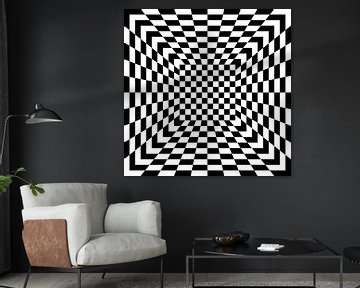 3D illusie met zwarte en witte tegels van Annavee