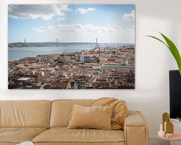 View over the city of Lisbon and the bridge over the Tagus (Portugal) by Michel Geluk
