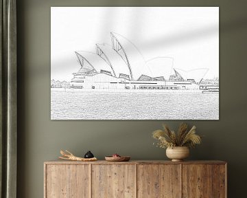 Tekening van het Sydney Opera House - Australië van Be More Outdoor