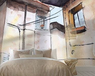 Voorbeeld van het werk in een kamer