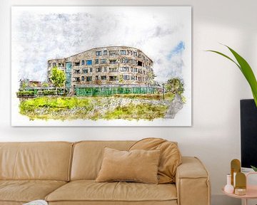 Complexe de soins résidentiels Borrendamme à Zierikzee (aquarelle) sur Art by Jeronimo