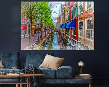 Colors on the canal in Delft. by Nicolaas Digi Art