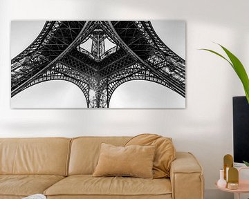 Detail Eiffel Tower in Paris / black and white