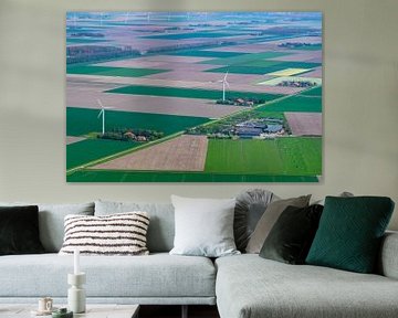 Aerial view of a wind turbine in Flevoland by Sjoerd van der Wal