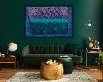 Abstract met blauw, groen en roze van Rietje Bulthuis