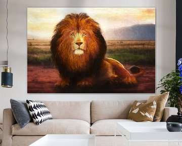 Gemaltes Porträt eines Löwen
