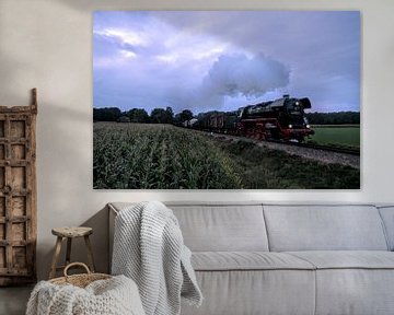Güterzug I Veluwe Dampfzuggesellschaft I Sonnenaufgang I Veluwe I Vintage-Farbdruck von Floris Trapman