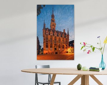Blue hour at the town hall of Veere, Zeeland